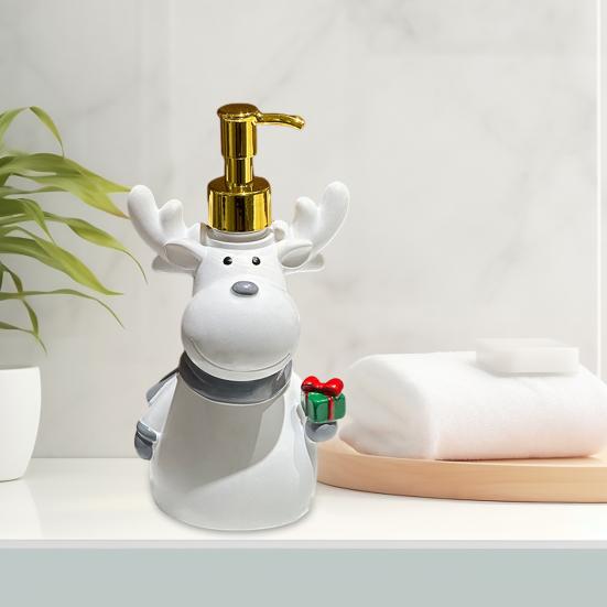 Dispensing Bottle Deer Santa Claus Snowman Design Soap Container Water-Absorbing Anti-Slip Bottom Shower Gel Bottle