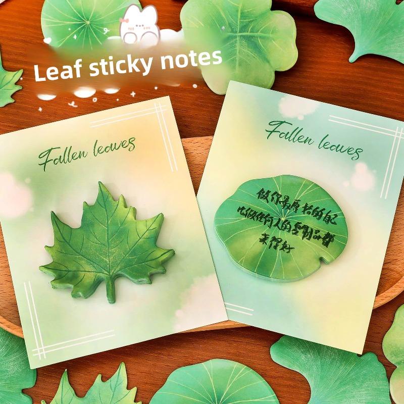 Symulowane Liście Karteczki Samoprzylepne dla Uczniów, Wysoki Poziom Estetyczny, Papier Samoprzylepny z Wiadomościami w Kształcie Liści Klonowych, Urocze Liście, Notatnik Samoprzylepny N-krotnego Użycia