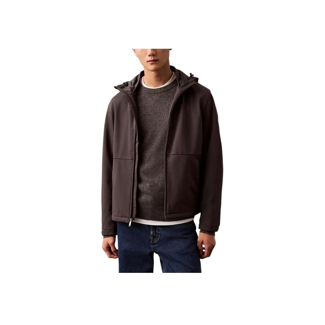 

Calvin Klein Minimalist Comfortable Versatile Casual Hooded Jacket Men jackets Asphalt 40EM552-410 M