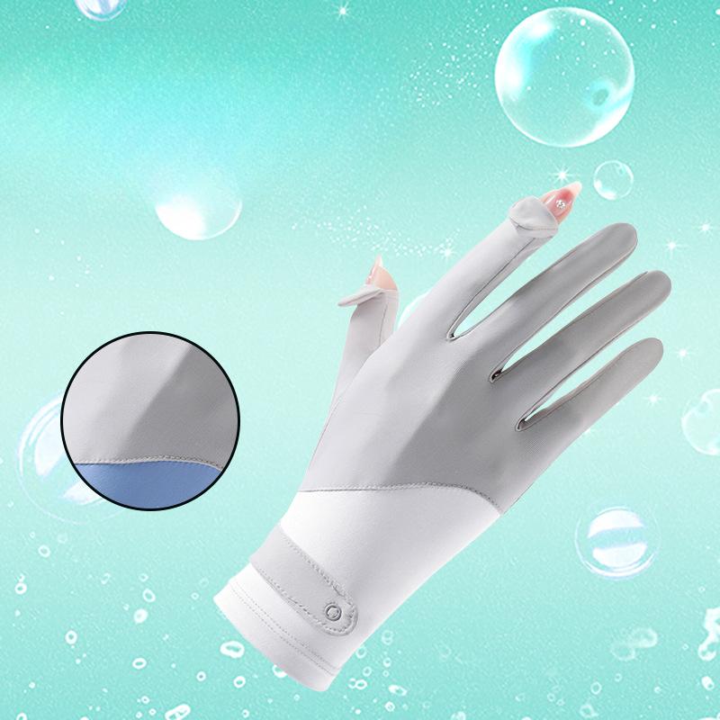 Summer Ice Silk Sunscreen Gloves for Women's Outdoor Driving and Riding Non Slip Touch Screen Flip Elastic Breathable Long Finger Thin Style