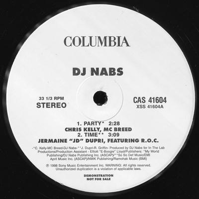 12inch Record DJ NABS - Selections from In The Lab With DJ  CAS41604PROMO Columbia 1998 US Rap & Hip-Hop/R&B Used