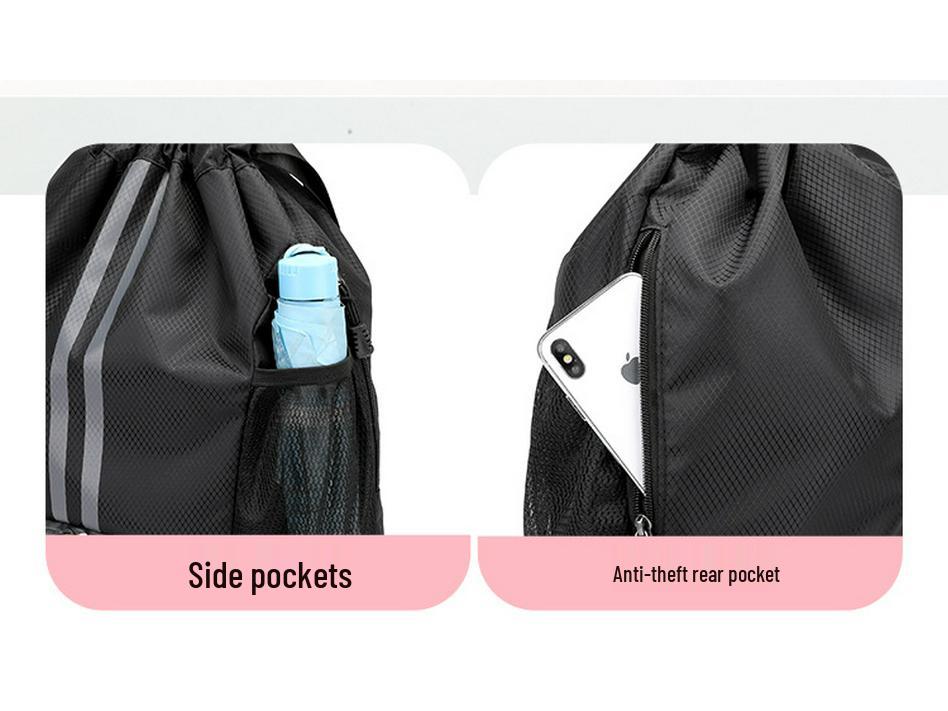 Waterproof No. 7 Basketball Bag with Shoe Compartment, Wet/Dry Separation, Drawstring Backpack for Students, Foldable Storage, Swim Bag