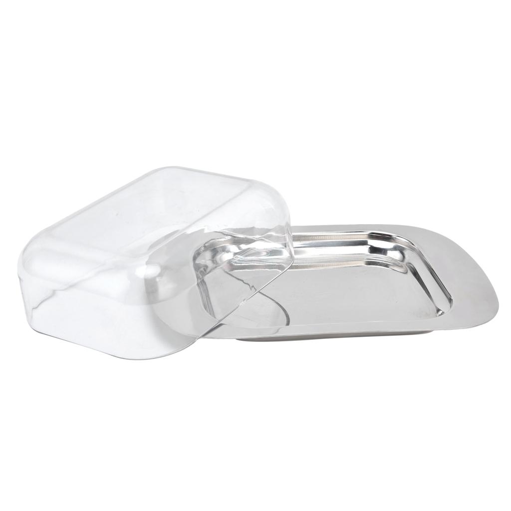 Stainless Container Quadrate Butter Steel Dish Cheese Keeper With Transparent Lid For Kitchen
