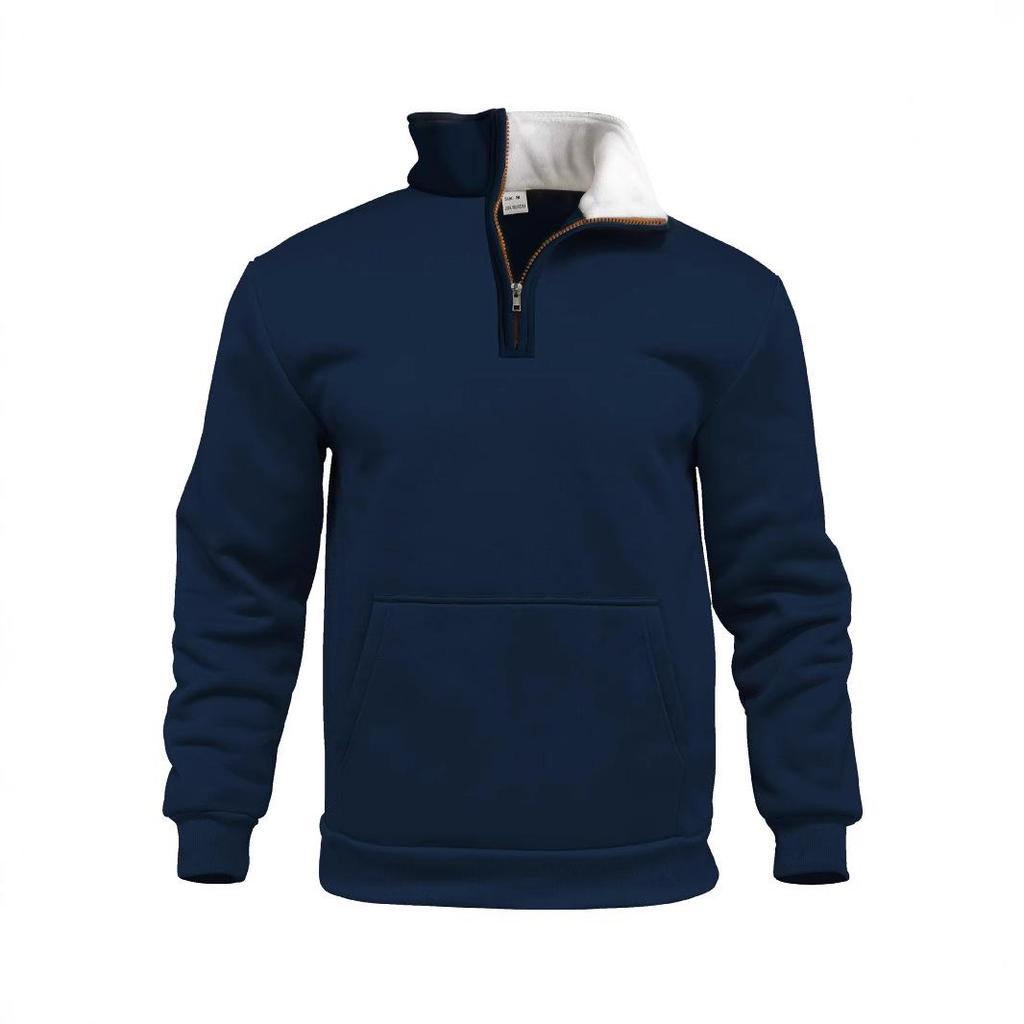 Men's Waffle Knit High Collar Half-Zip Pullover Sweatshirt - Autumn Casual Outdoor Style
