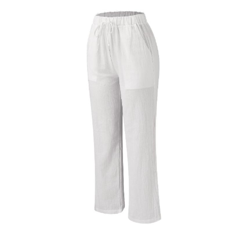 GMXIA Women's Fashion Casual Solid Color Print High Waist Pants & Capris