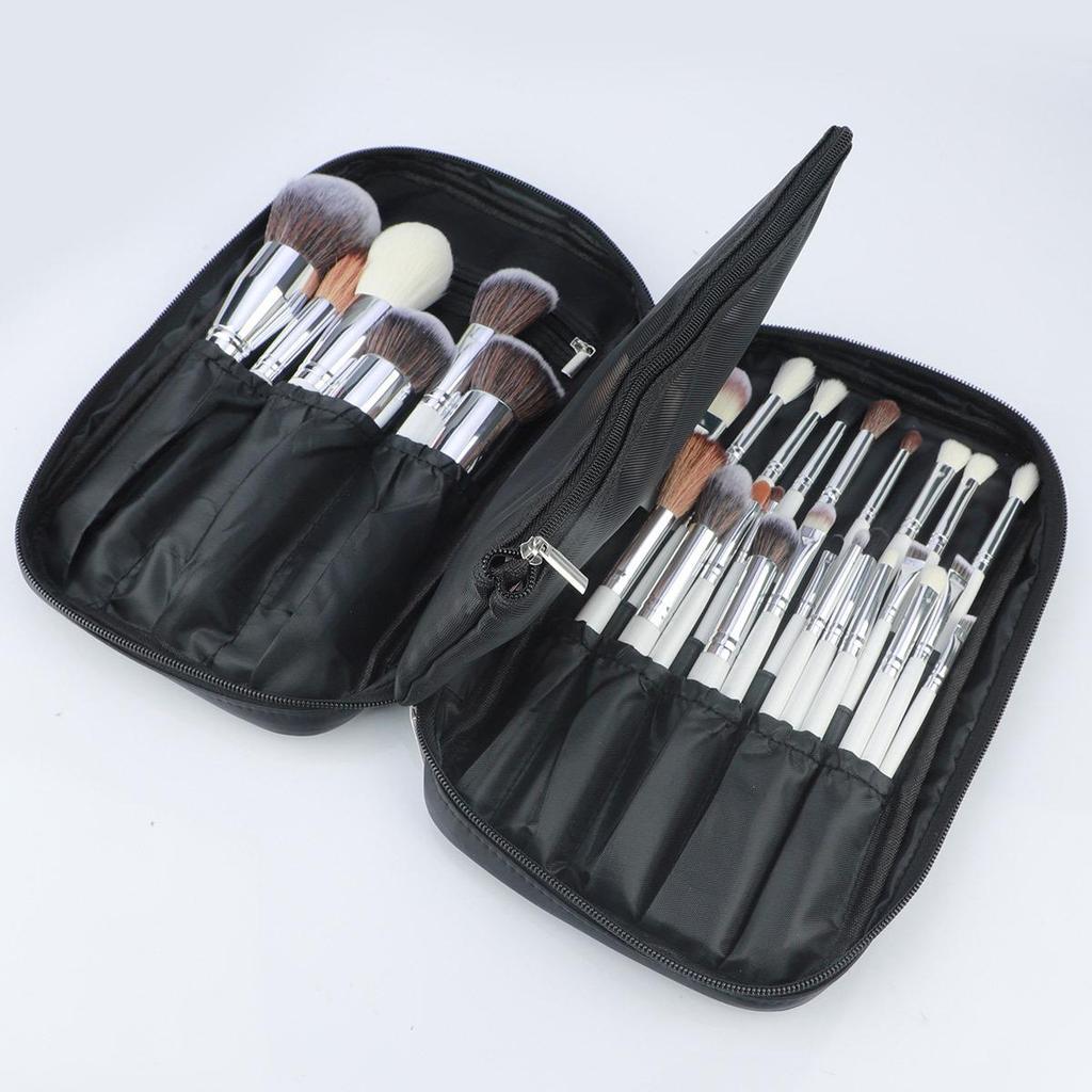 Portable Foldable Makeup Brush Bag with Stand-Up Design