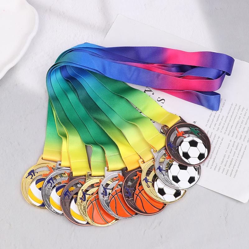 Winner Medal Kickball Medals Award With Neck Ribbon For Winner Reward Sports Metals Football Basketball Volleyball Prizes