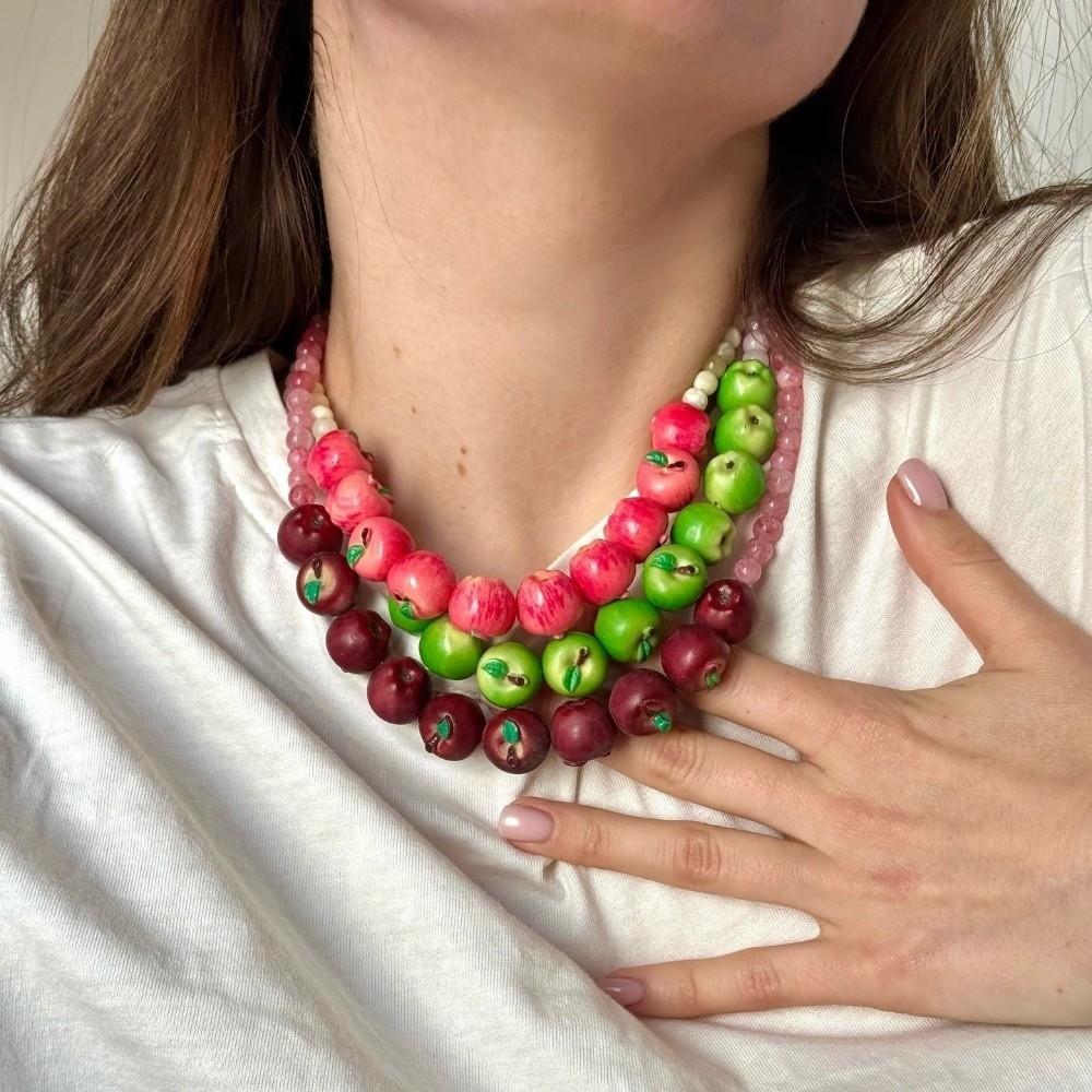 3D Fruit 3D Fruit Necklace Colorful Fruit Beaded Chain Necklace Handmade Necklace Party Use