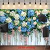 2D White Curtain Floral Backdrop with Hanging Pink Blooms Photo Booth Banner