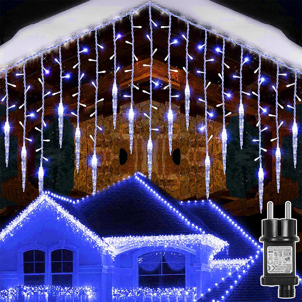 IP44 LED Ice Pendant LED Icicle Memory Curtain String lights 8 Modes Flashing Lights with Timer Christmas String Outdoor Light