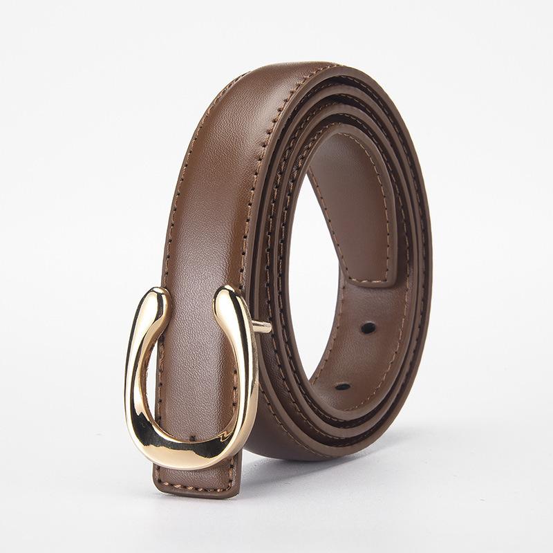 Versatile Women's Leather Belt with Smooth Buckle: Fashionable Waist, Pants Belt & Jewelry Chain