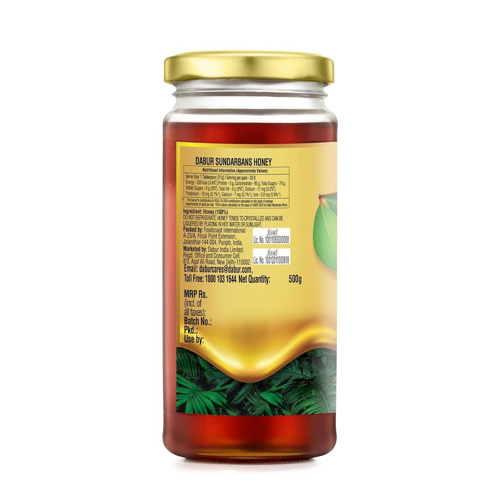 Dabur Sundarbans Wild Forest Honey 500g | 100% Pure Raw Honey | Natural Mangrove Nectar | Rich in Antioxidants | Supports Immunity & Digestion