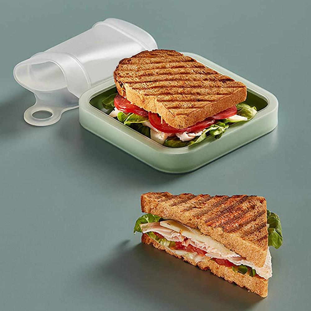 Silicone Sandwich Toast Case Leakproof Soft Sealed Lunch Box Reusable Foldable Lunch Box for Outdoor Picnic