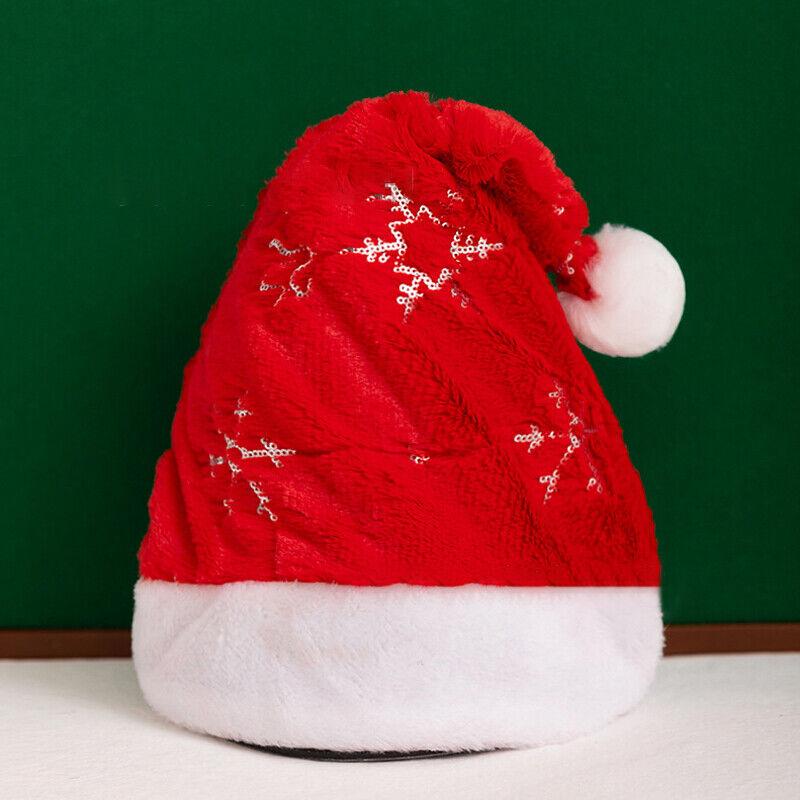 

Рождественская шапка Санта-Клауса Рождественские шапки для взрослых Плюшевая бархатная рождественская роскошная шапка-снежинка Счастливого Рождества