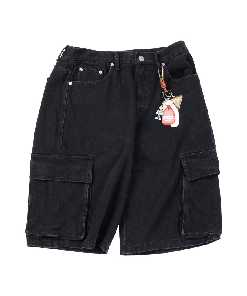STENDS [M~4Xl] Cargo Pocket Bermuda Denim Pants_Black