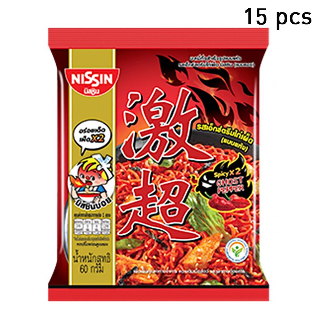 NISSIN Instant Noodles Premium Extream Hot Chilli Chicken Flavour (Dry Type) 60 G. X 5 / 10 / 15 / 20 Pcs