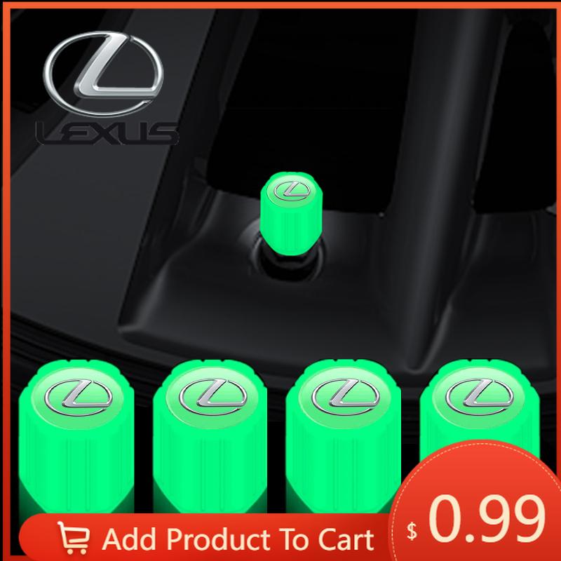 Interior Stickers 4Pcs Luminous Car Tire Valve Caps Badge Emblem Styling For Lexus LS LC IS350 ES300 GS350 CT200h GX460 LX570 RX AFS1