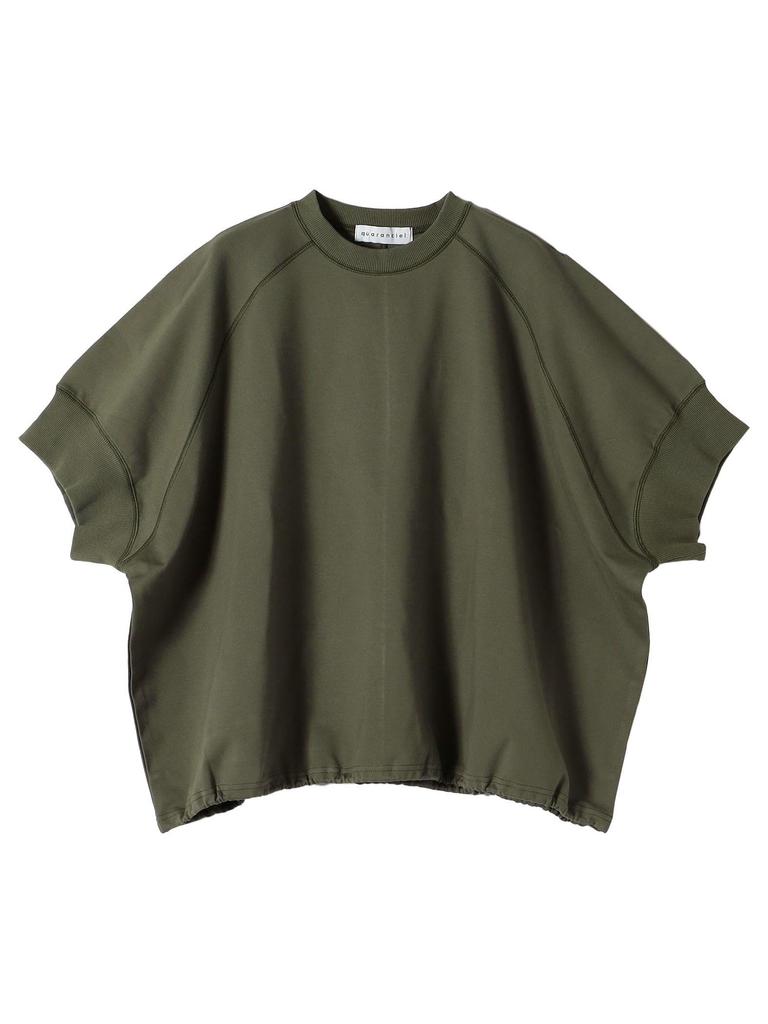 Machine Washable Light Punch Half Sleeve Drawstring Loose Tee 612320007 Khaki One Size [Caranciel]