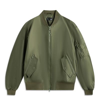 Li Ning Sports Lifestyle Series Casual American Vintage Minimalist Trendy Solid Color Baseball Collar Spliced Jacket Unisex Jacket AJDV081-1