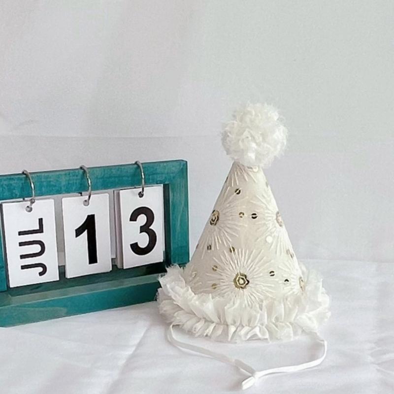 Barnhatt Födelsedagshatt Fotorekvisita Koniska Mössor Hatt med Prästkrage av Tyll Födelsedagskalasartikel