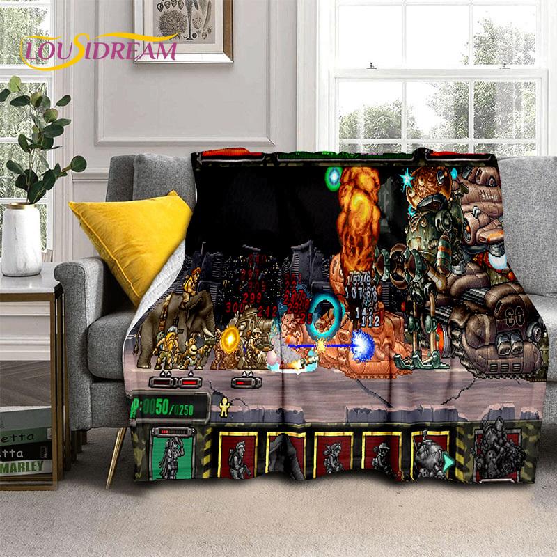 Metal Slug Κλασικό Ρετρό Παιχνίδι Κινούμενο Σχέδιο Μαλακές Κουβέρτες Φλας Νηλ, Κουβέρτα Ρίψης Άνετη Κουβέρτα για Πικνίκ Κρεβάτια Σπίτι Υπνοδωμάτιο Δώρο