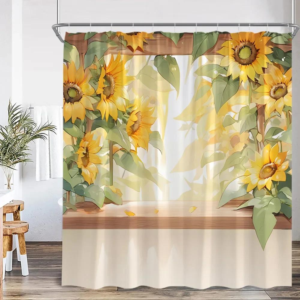 

Sunflower Shower Curtain Yellow Flower You Are My Sunshine Bathroom Decorative Shower Curtain With Hook W60H190(CM)-1 Pcs