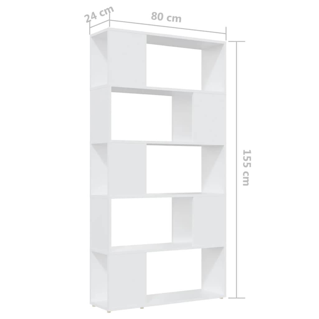 Bookshelf Room Divider White 80 x 24 x 155 cm Wood Based Material