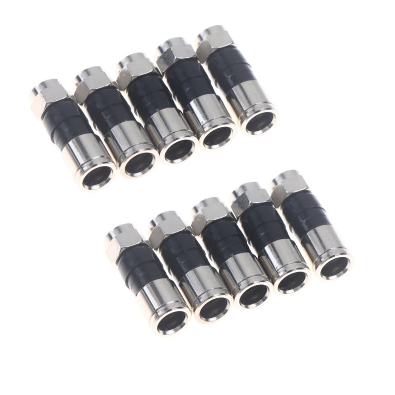 5/10/20Pcs Waterproof Straight Antenna Cable Adapters Rg6 F-Type Coaxial Compression Connectors For Satellite & Cable Tv