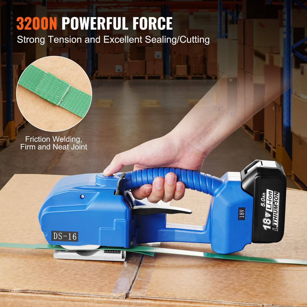 SucceBuy Automatic Electric Strapping Machine Portable Powered Banding Tool for 0.35"-0.63" PP PET Straps Packaging Box Pallet