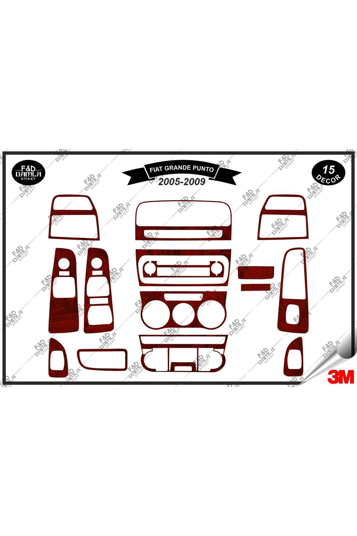 

Fiat Grand Punto 2005-2009 Torpido Konsol Trim Göğüs Maun Kaplama Set 15 Parça Maun