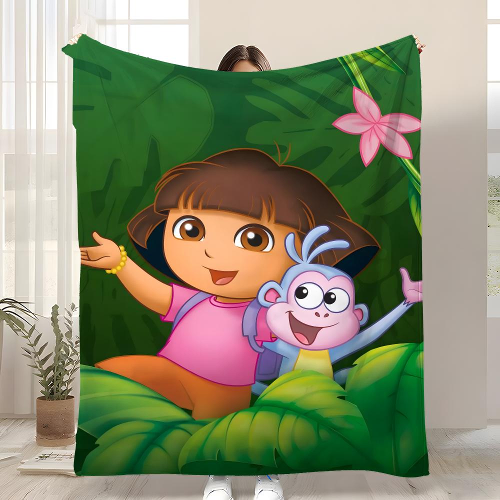 CARTOON D-Dora the ExplorerS Throw Soft Coral Fleece Blanket 310gsm Fluffy Warm Throw for Sofa Bed Couch Bedroom Decor