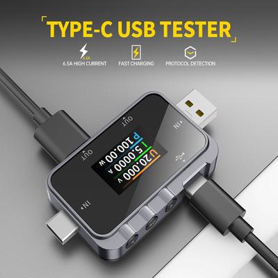 Brightness Adjustment Feature Amperemeter Digital Voltmeter USB Tester