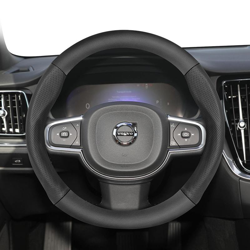 Suitable for Volvo Breathable Holes Leather Matte Carbon Fiber Texture Steering Wheel Cover Suitable for V40 V70 S60 C30 S40 S90 Xc90