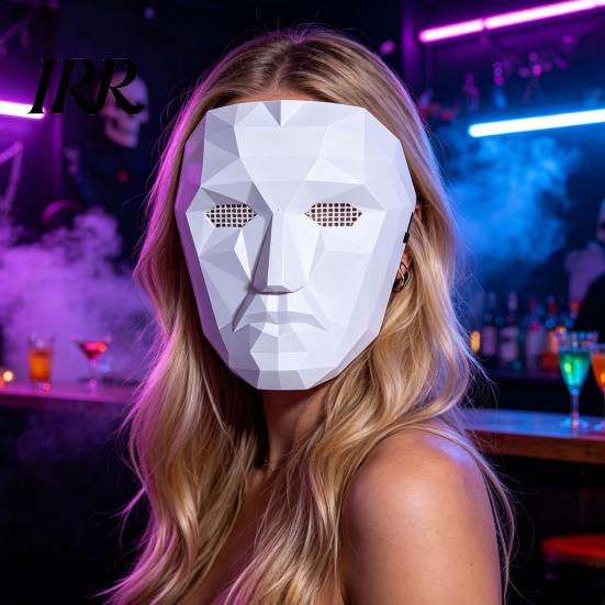 Verstellbare Maske Halloween Geometrische Maske, Polygonal Cool Party mit Netzaugen, Einzigartiges Kostüm Schwarz Weiß Cosplay für Maskerade, Zubehör Scharfe Kante