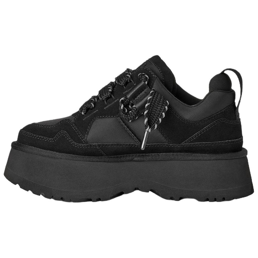 UGG Astromel Leather Lace-Up Vintage Low-Top Casual Shoes Women Sneaker Black 1171541-BLK
