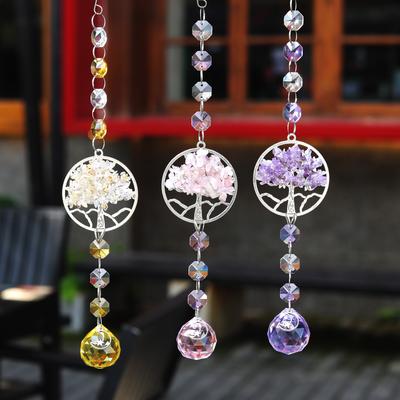 Tree of Life Crystal Suncatcher Hanging Catcher Pendants Wind Chimes Rainbow Prism Window Drop Bell Christmas Tree Home Decor