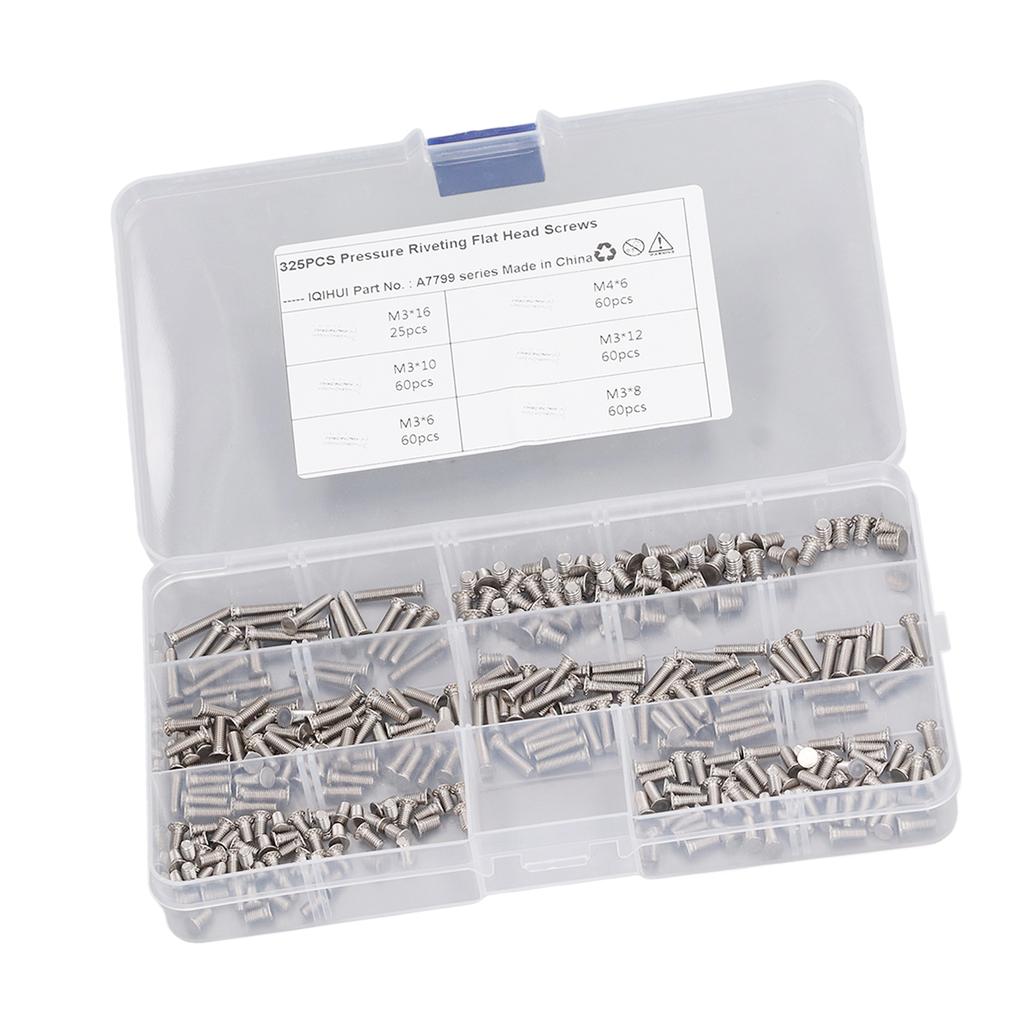 325 Piezas Tornillos de Soldadura por Puntos 6 Tipos M3 M4 Acero Inoxidable Espárragos de Soldadura Tornillos de Cabeza Plana para Maquinaria