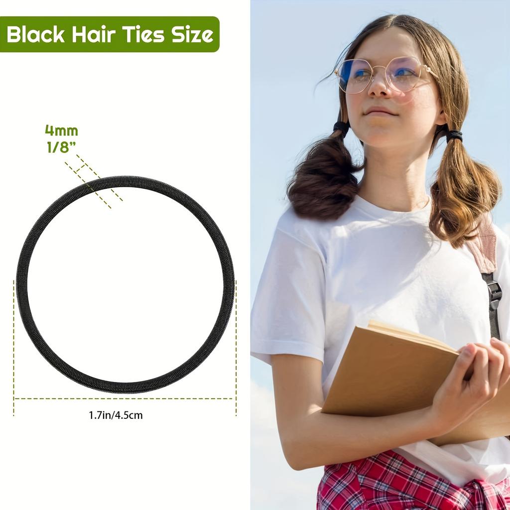 50/100pcs 3MM Black Small Hair Ties Elastic Hair Ties Ring Ponytail Holders for DIY Women Man Thick Curly Headband Accessories