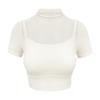 Yoga Clothes Women's Summer New Models with Chest Pads, Mesh Yarn, Fake Two-piece Fitness Clothes, Sports Training, Short-sleeved Vest Top