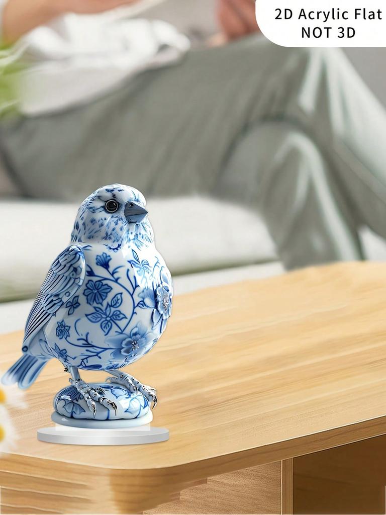 Charming Blue and White Porcelain Bird Room Decoration, Suitable for Indoor and Outdoor Decoration of offices and Terrace