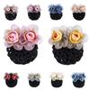 Flower Hairpin Women Spring Clip Headdress Hairgrips Cover Net Vintage Korean Bun Snood  Female