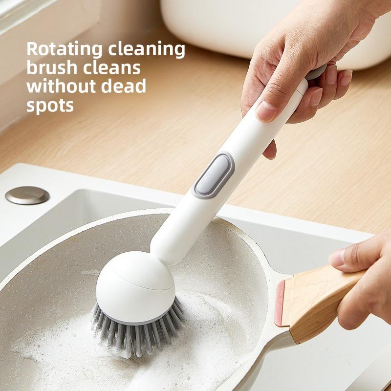 Long-handled Liquid-filled Rotating Pot Brush, Kitchen Pot Washing Brush, Oil-free Multi-functional Cleaning Brush