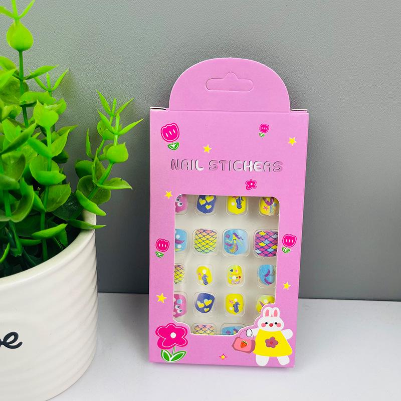 Children's Wearable Custom Nail Stickers - Cute European & American Jelly Glue Fingernail Tips