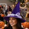 with Lace Velvet Dark Witch Hat Wide Brim Pointed Mage Hat Halloween Decor Hat  Masquerades