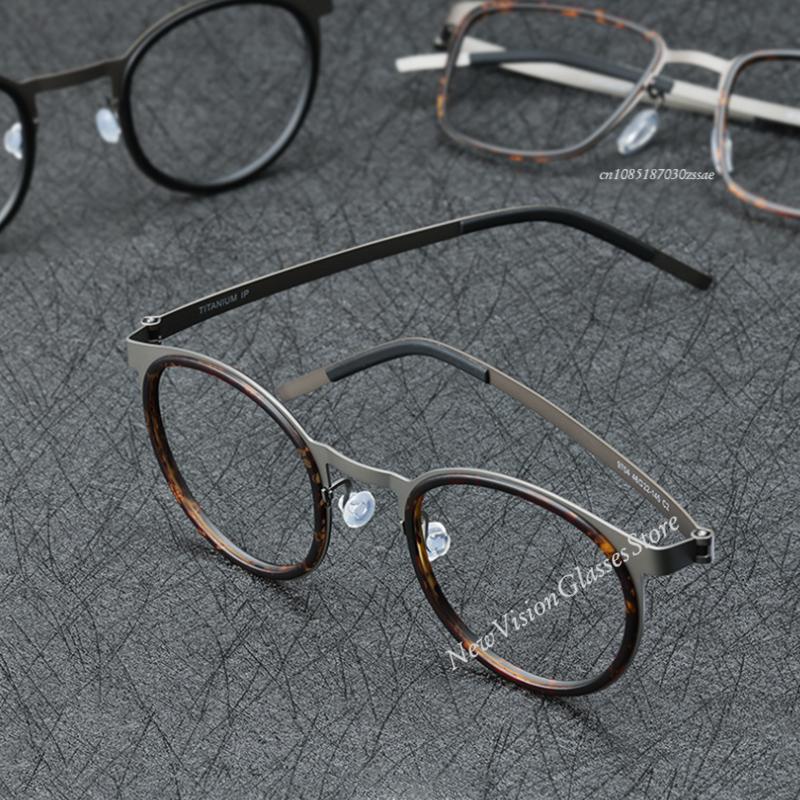 Ultralight Glasses Frame Men Women Fashion Retro Round Screwless Eyeglasses Titanium Acetate  Classic Design