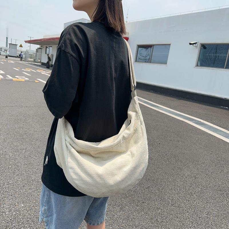 Leichte Cordtasche für Damen, einfarbig, Umhängetasche für Herren, Reise-Umhängetasche