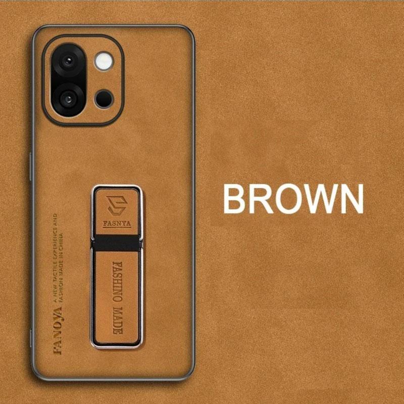 

PU Leather Stand Holder Sheepskin Case For One Plus 15 Matte Silicone Soft Frame Bumper KickStand Cover For One Plus 15 Shell OnePlus 15 жовтий