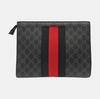 [Pre-Owned] Signature Logo Stripe Web Zipper Canvas Clutch - Very Good #KL79EU
