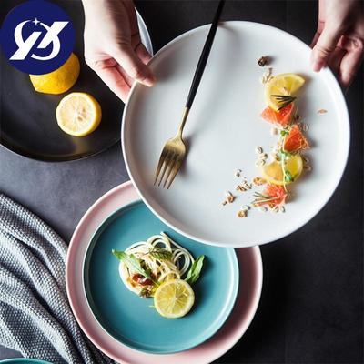 Ceramic Round Steak Plates Beef Plate Dessert Dish Minimalist Pizza Breakfast Dish Tableware