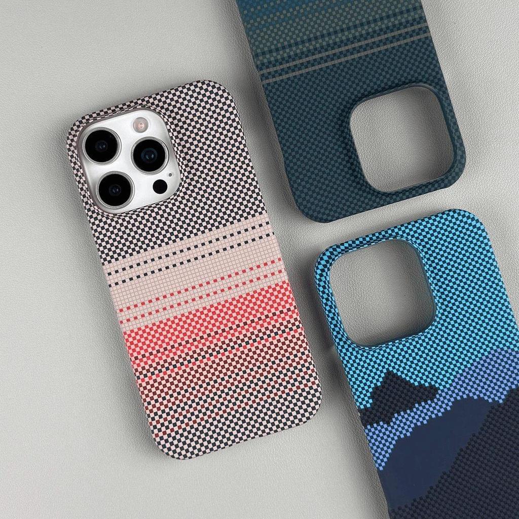 Kevlar Magnetic Case for iPhone 17 Pro Max - Sunset Mountains Design, Thin, Lightweight, Anti-drop
